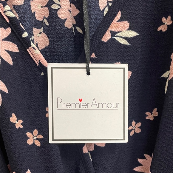 Premier Amour Navy Dress with Pink Floral Print NWT - Picture 3 of 9